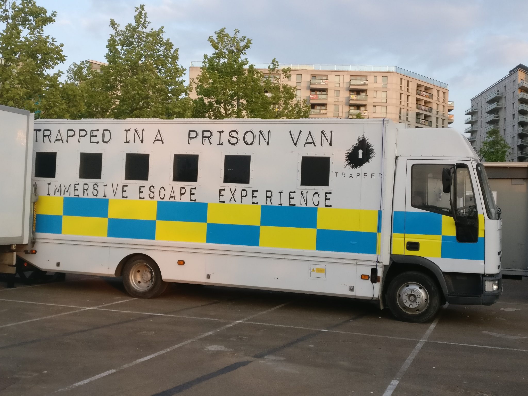 The prison van in the car park